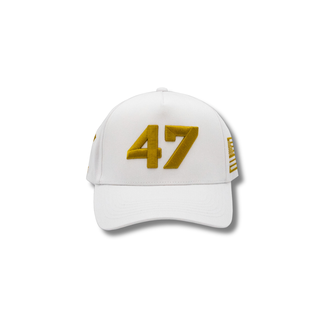 47 MAGA Hat - White and Gold