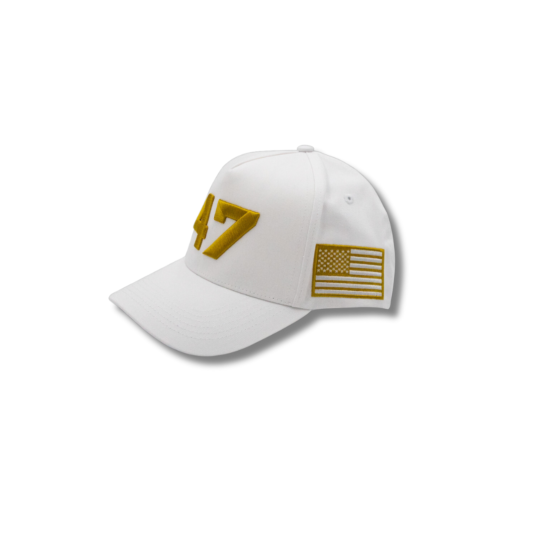 47 MAGA Hat - White and Gold